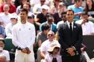 Novak Djokovic and Roger Federer pictured at Wimbledon 2022
